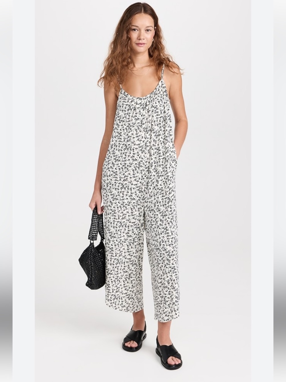 Z Supply White Ditsy Floral Soft Wide-Leg Jumpsuit XS